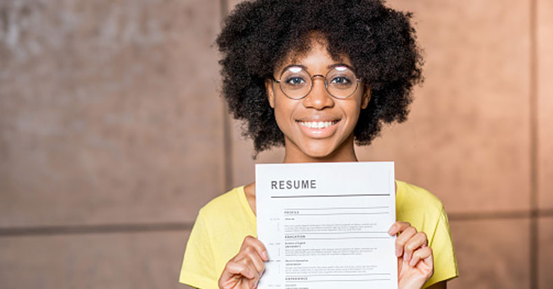 woman holding resume